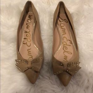 Tan Sam Edelman Spike Bow Flats